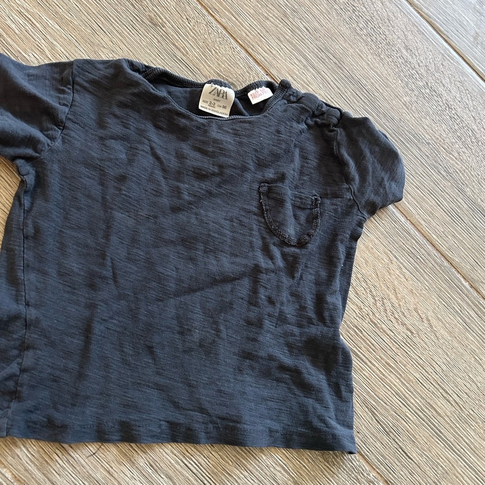 Zara Kids black Short-Sleeve Tee with Chest Pocket